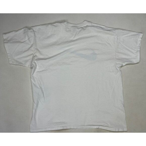 VINTAGE Nike White Tag Big Swoosh Graphic T-shirt Men Large White 90s - Picture 6 of 9
